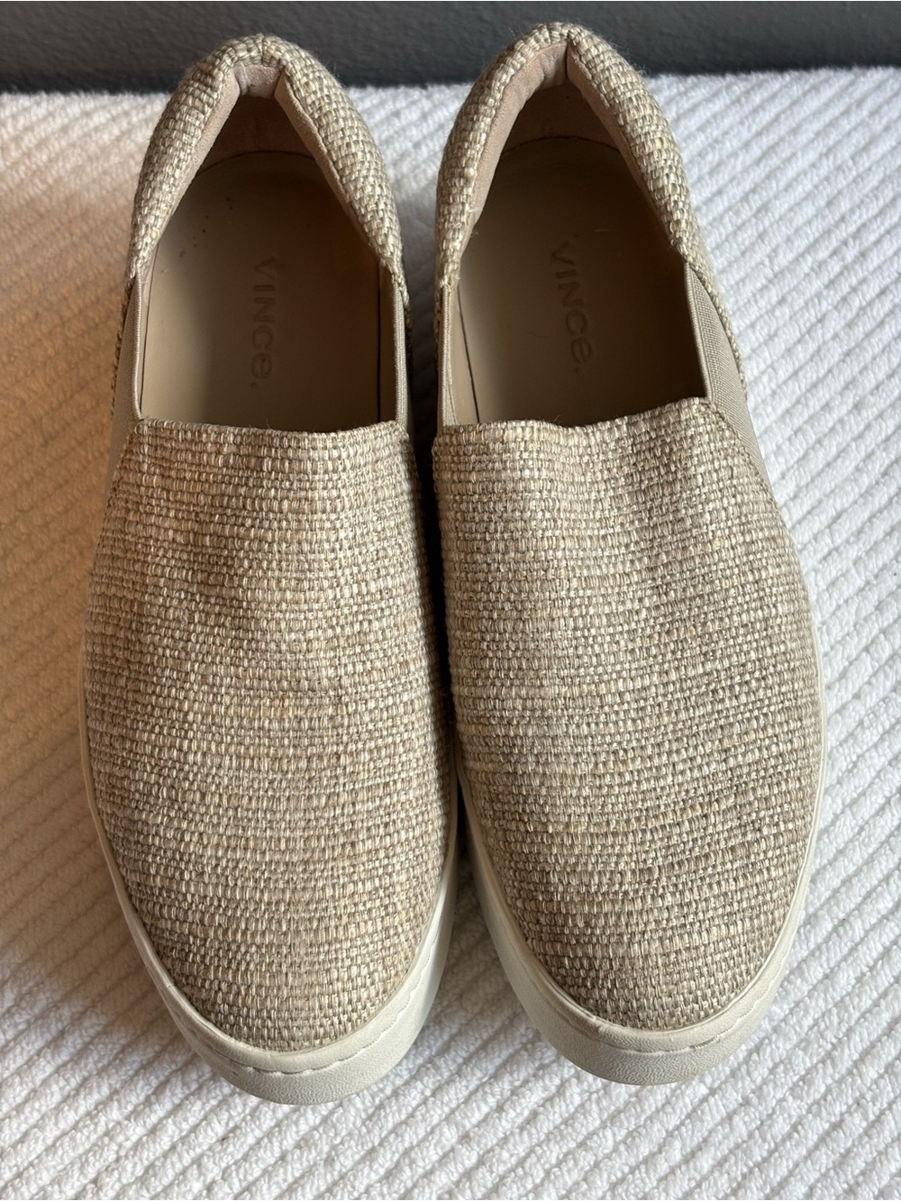 Vince Natural Woven Slip-On Sneakers
